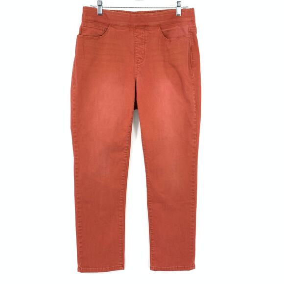 Soft Surroundings Jegging Jeans Womens Sz PM Pull On Elastic Waist Coral Orange - Picture 1 of 6